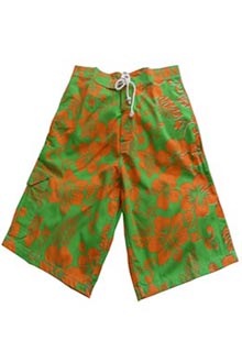 Hibiscus Lime Green and Orange Bermuda Shorts