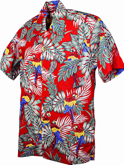 Parrots Cotton Red Hawaiian Shirt