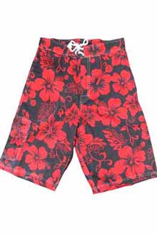 Hibiscus Red and Black Bermuda Shorts