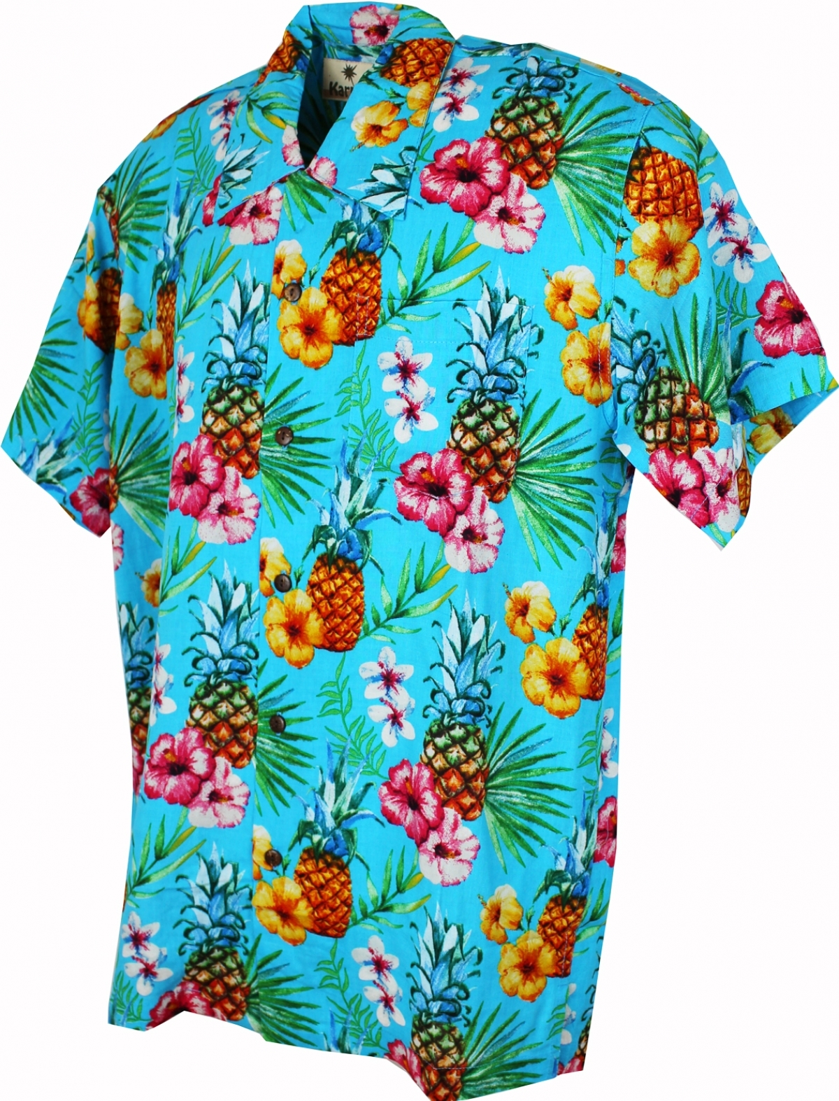  Hawaiian Shirt  Pineapple Turquoise