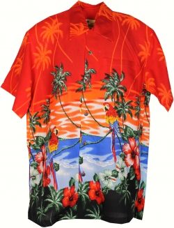 Parrot Scene Red Hawaiian Shirt