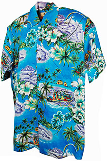 Polynesia Turquoise Hawaiian Shirt