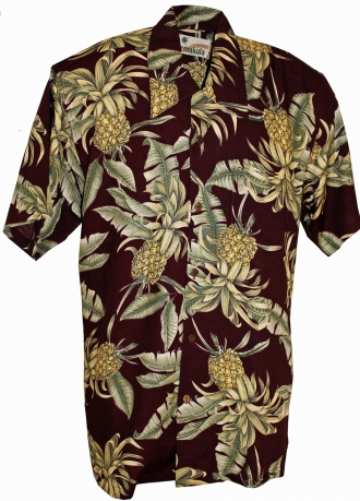 Big Pineapple Burgundy Hawaiian Shirt