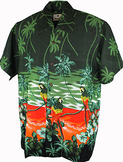 Parrot Scene Green Hawaiian Shirt