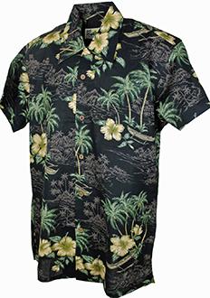 Aruba Cotton Black Hawaiian Shirt