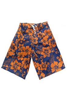 Hibiscus Blau and Orange Bermuda Shorts