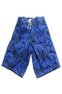 Hibiscus Hell and Dunkel Blau Bermuda Shorts