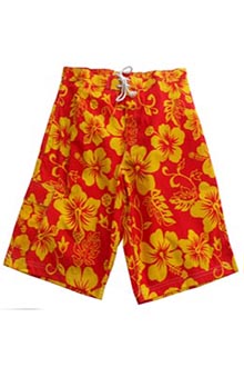 Hibiscus Rot and Gelb Bermuda Shorts