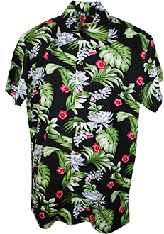 Kaho Black Hawaiian Shirt