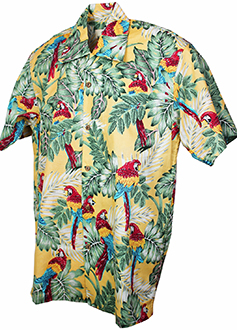 Parrots Cotton Yellow Hawaiian Shirt