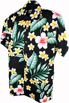Noosa Cotton Black Hawaiian Shirt