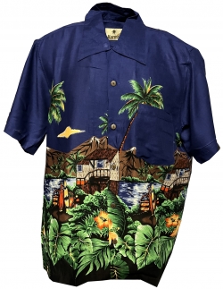 Puebla Blue Hawaiian Shirt