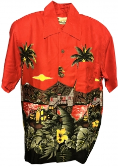 Puebla Red Hawaiian Shirt