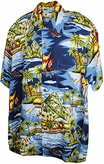 Madagascar Blue Hawaiian Shirt